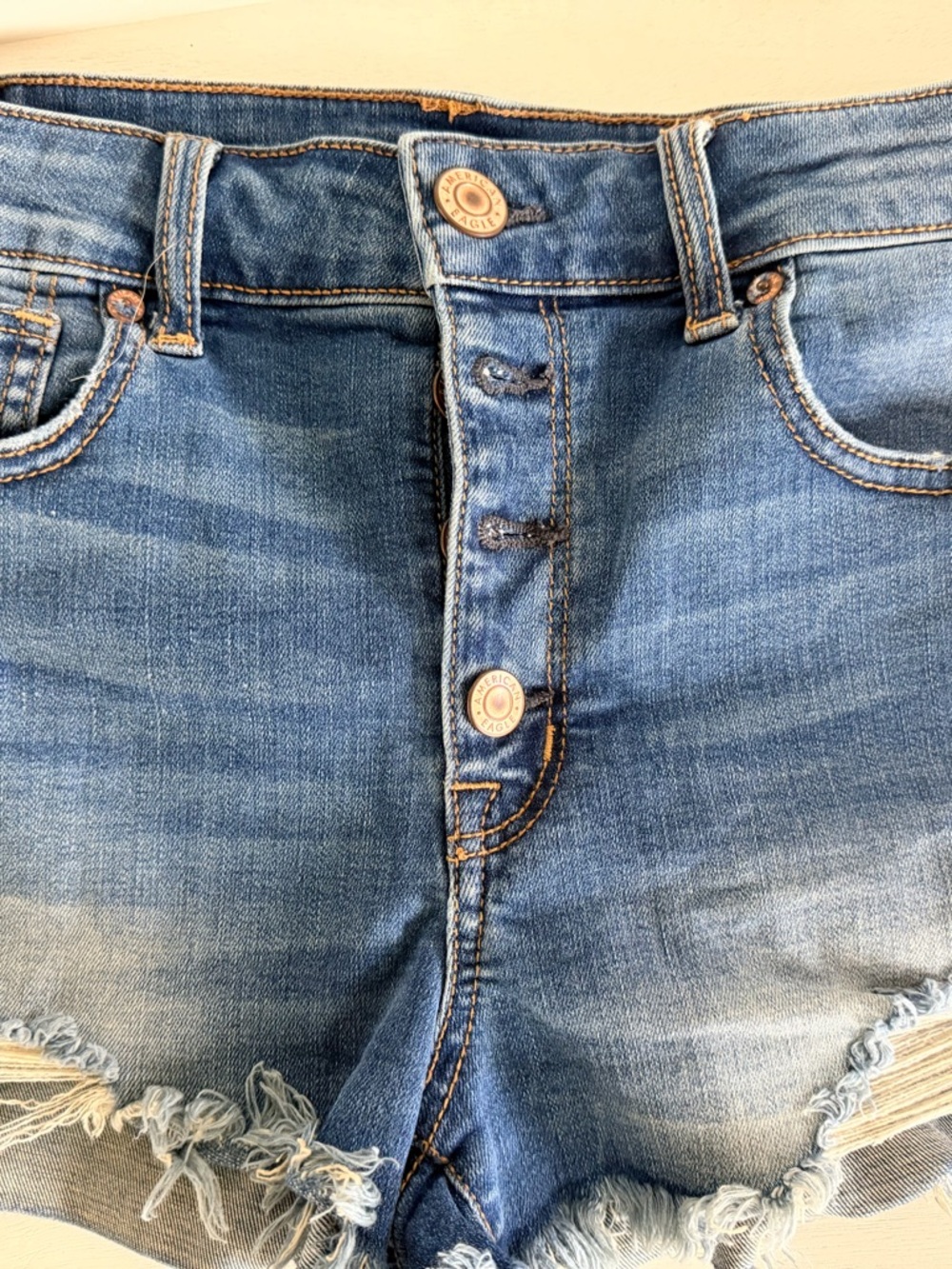 American Eagle Outfitters Light Blue Denim Button-Fly Cutoff Shorts